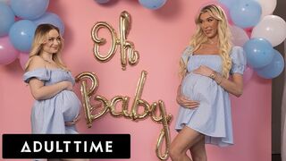 Csábító terhes barinők hármasban: Rylee Blake és Aubrey Kate közösülnek egy hűtlen férjjel!