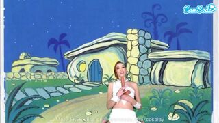 Cuki tinédzser wilma flintstone cosplayben masturbál és leszopja a gigantikus fazsat