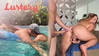 Buxom világos szőke amateur hátsó lyukát basszák úszás után