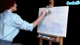 Ryan Keely bob ross cosplayban festés óráján megvadul a méretes tőgyes milf